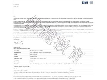 恭喜胡同学成功申请到肯特大学研究生金融风险投资专业--优越教育