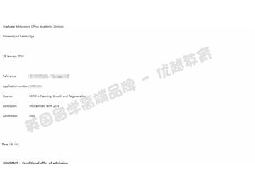  恭喜顾同学获得剑桥大学规划、增长与重建专业硕士通知书