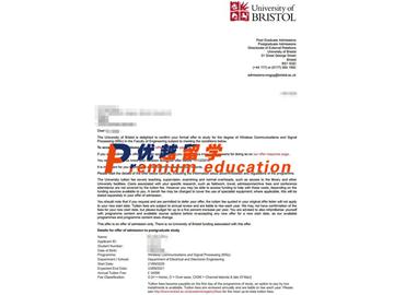 2020offer：恭喜钱同学获得布里斯托大学(世界排名：49)无线通信和信号处理专业硕士通知书