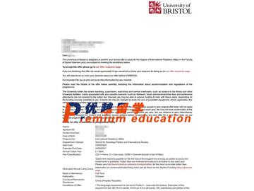 2020offer：恭喜钱同学获得布里斯托大学(世界排名：49)国际关系专业硕士通知书