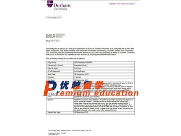 2020offer：恭喜张同学获得杜伦大学(世界排名：78)市场营销专业硕士通知书